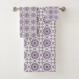 Purple and black geometric pattern Towel Bad Handdoek
