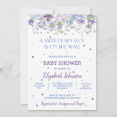 Purple and Blue Floral Baby Boy Shower Invitation (Devant)