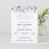 Purple and Blue Floral Baby Boy Shower Invitation (Debout devant)
