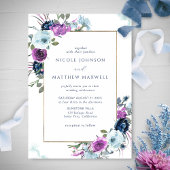 Purple and Blue Floral Elégant Mariage Invitation