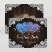 Purple and Blue Floral Wedding Save The Date Card (Devant / Derrière)