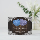 Purple and Blue Floral Wedding Save The Date Card (Debout devant)