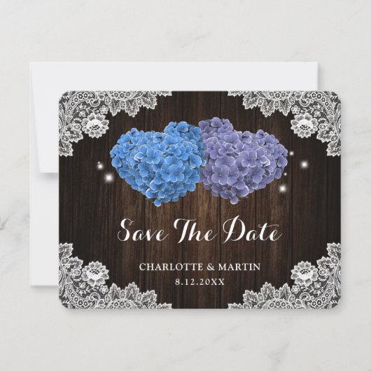 Purple and Blue Floral Wedding Save The Date Card (Devant)