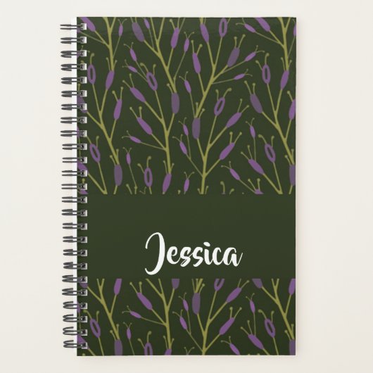 Purple and brown floral branches pattern planner (Voorkant)