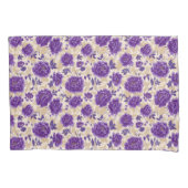 Purple and Cream Floral Pattern Pillowcases Kussensloop (Voorkant-Links)