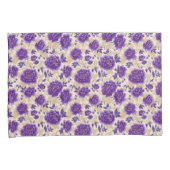 Purple and Cream Floral Pattern Pillowcases Kussensloop (Voorkant-Rechts)