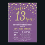 Purple and Gold 13e anniversaire Invitation diaman<br><div class="desc">Invitation 13e anniversaire avec Parties scintillant violet et or Arrière - plan diamant . Confetti d'or. Anniversaire enfant. Anniversaire garçon ou fille. Pour plus de personnalisation,  cliquez sur le bouton "Customiser" et utilisez notre outil de conception pour modifier ce modèle.</div>