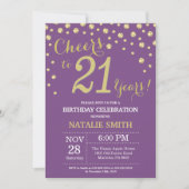 Purple and Gold 21e Anniversaire Invitation Diamon (Devant)