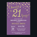 Purple and Gold 21e Anniversaire Invitation Diamon<br><div class="desc">21e Invitation anniversaire avec Parties scintillant violet et or Arrière - plan diamant . Confetti d'or. Anniversaire adulte. Hommes ou Femmes Anniversaire. Pour plus de personnalisation,  cliquez sur le bouton "Customiser" et utilisez notre outil de conception pour modifier ce modèle.</div>