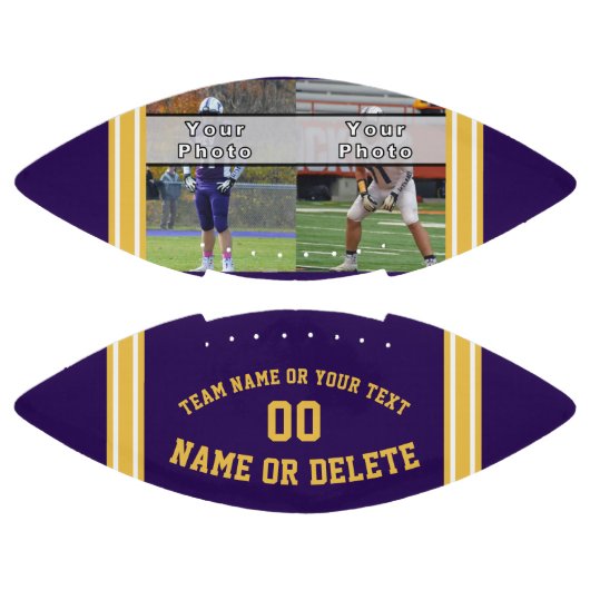 Purple and Gold 2 Photos, Personalized Football (Panelen)