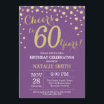 Purple and Gold 60th Birthday Diamond Invitation<br><div class="desc">Invitation 60e anniversaire avec Parties scintillant violet et or Arrière - plan diamant . Confetti d'or. Anniversaire adulte. Hommes ou Femmes Anniversaire. Pour plus de personnalisation,  cliquez sur le bouton "Customiser" et utilisez notre outil de conception pour modifier ce modèle.</div>