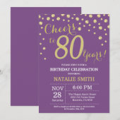 Purple and Gold 80th Birthday Diamond Invitation (Devant / Derrière)