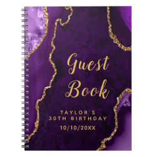 Purple and Gold Agate Anniversaire Livre d'or