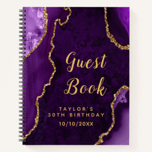 Purple and Gold Agate Anniversaire Livre d'or