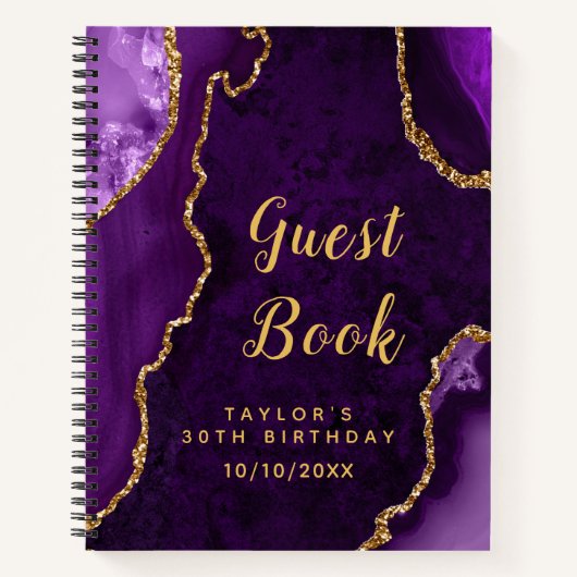 Purple and Gold Agate Anniversaire Livre d'or (Devant)