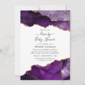 Purple and Gold Agate Drive By Shower Invitation (Devant)