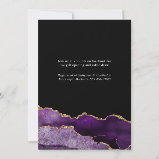 Purple and Gold Agate Drive By Shower Invitation (Dos)