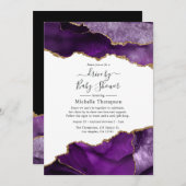 Purple and Gold Agate Drive By Shower Invitation (Devant / Derrière)