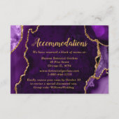 Purple and Gold Agate Wedding Accommodations Informatiekaartje (Voorkant)