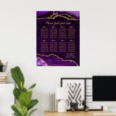 Purple and Gold Agate Wedding Seating Chart Poster (Thuiskantoor)