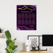Purple and Gold Agate Wedding Seating Chart Poster (Thuiskantoor)