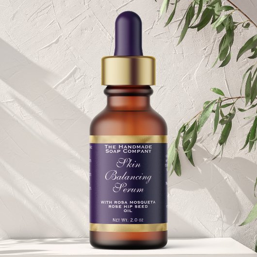 Purple and Gold Cosmetics Dropper Bottle Label