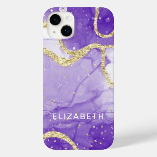 purple and gold marble glitter personalized  Case-Mate iPhone case (Achterkant)