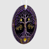 Purple and Gold Tree of Life Mandala Ornament (voorkant)