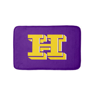 Purple and Gold Varsity Letter Style Monogram Badmat