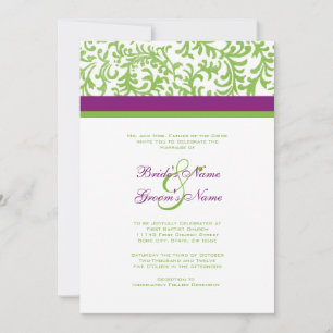 Purple and Green Wedding Invitation Kaart