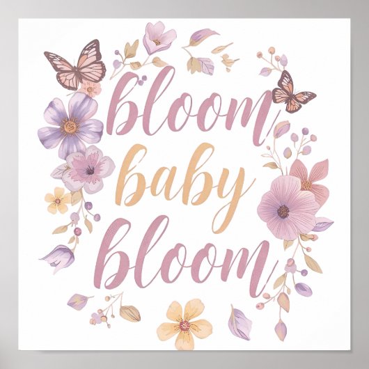 Purple and Pink Flowers with Gold Script Poster (Voorkant)