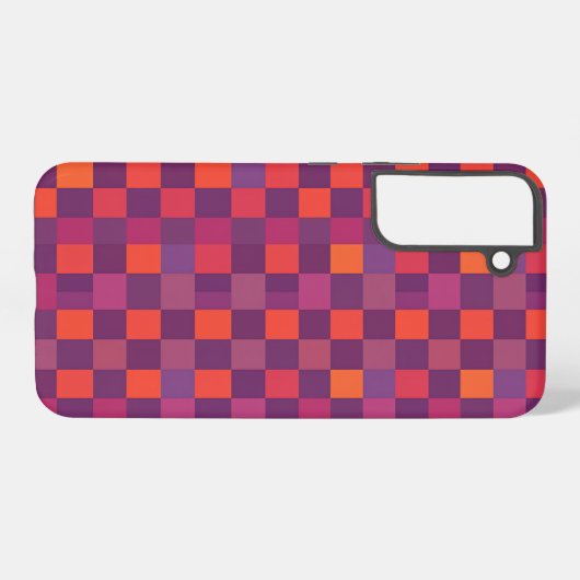 Purple and Red Checkered Geometric Pattern Samsung Galaxy Hoesje (Achterkant horizontaal)