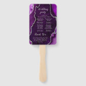 Purple and Silver Agate Wedding Program Handwaaier (Achterkant)