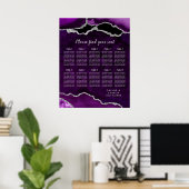 Purple and Silver Agate Wedding Seating Chart Poster (Thuiskantoor)
