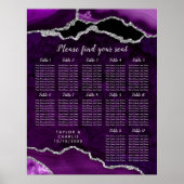 Purple and Silver Agate Wedding Seating Chart Poster (Voorkant)