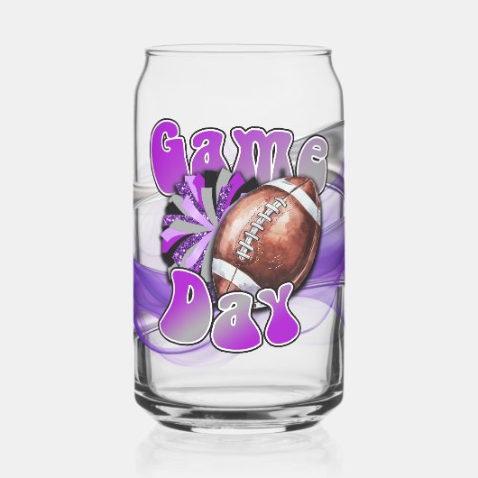 Purple and Silver Game day Blikvorm Glas (Links)