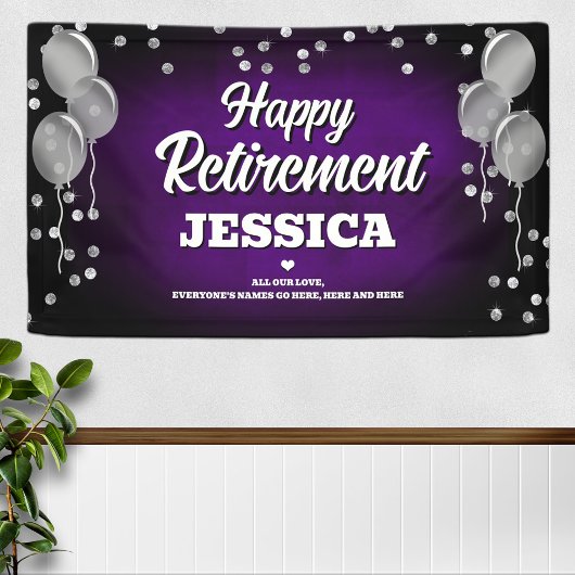 Purple and Silver Happy Retirement Spandoek