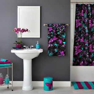 purple and teal butterflies