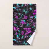 purple and teal butterflies bad handdoek (Handdoek)