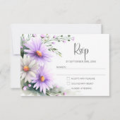 Purple and White Daisies Wedding RSVP (Voorkant)