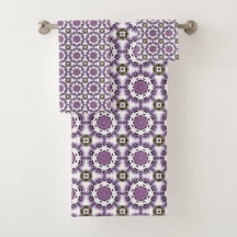 Purple and white geometric mandala pattern Towel