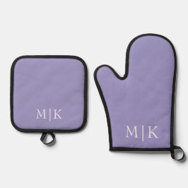  Purple and White | Modern Monogram Ovenwant & Pannenlap Set
