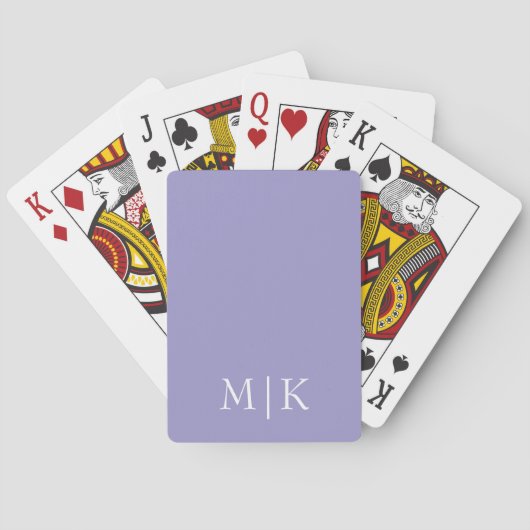 Purple and White | Modern Monogram Pokerkaarten (Achterkant)