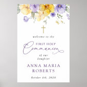 Purple and Yellow Flowers, First Communion Welcome Poster (Voorkant)