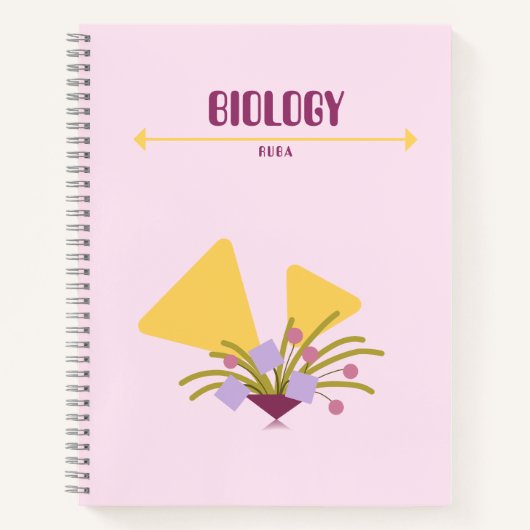 Purple and yellow Notebook with geometric flowers Notitieboek (Voorkant)