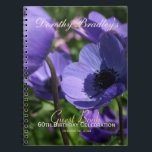 Purple Anemone 60e Anniversaire de la fête Livre d<br><div class="desc">Beau et simple Anemones dans le jardin. La couleur est un bleu violet clair. La photographie est faite le matin pour la meilleure lumière. Personnalisable 60e Anniversaire Livre d'hôtes. Vous pouvez facilement modifier la couleur, la police, la taille et la position du texte en cliquant sur le bouton personnaliser. Invitation...</div>