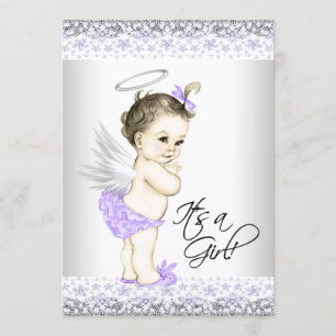 Purple Angel Baby Shower Invitations