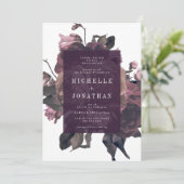 Purple Antique Rose Vintage Mariage Invitation (Debout devant)