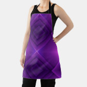 Purple apron with a geometric diamond pattern schort (Insitu)