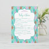 Purple Aqua Mermaid Baby shower Invitation de jeu (Debout devant)